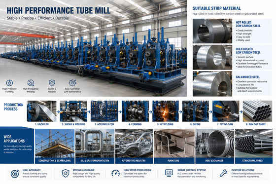 Overload Protected Tube Mill Machine ZY16 Φ8-18mm HF Welded Steel Pipe
